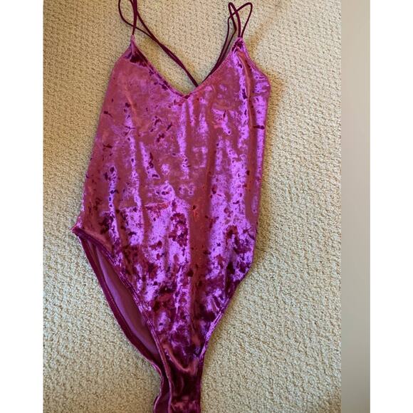 H&M Divided Pink/Purple Velvet Body Suit - Picture 3 of 5